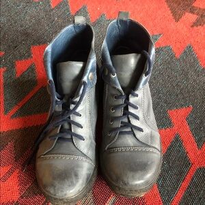 Overland Women's Blue Leather Ankle Boots